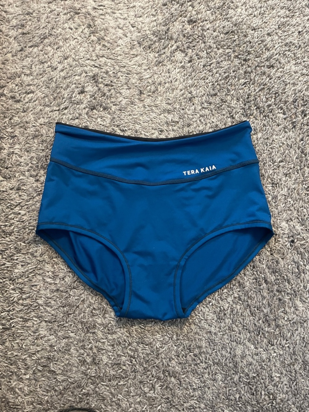 Tera Kaia Mara High-Waist Bikini Bottoms in Black and Blue